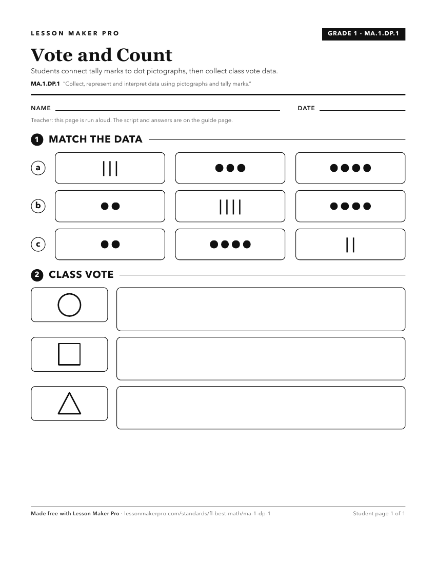 Preview of the MA.1.DP.1 printable worksheet