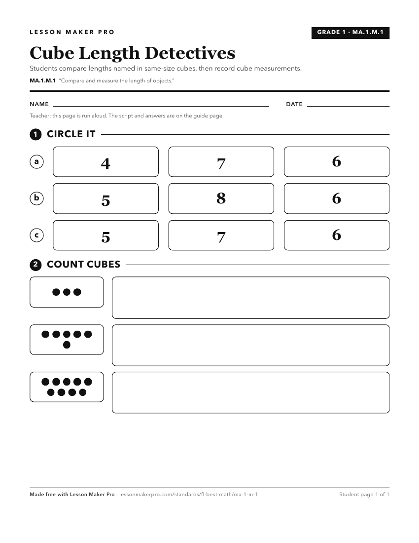 Preview of the MA.1.M.1 printable worksheet