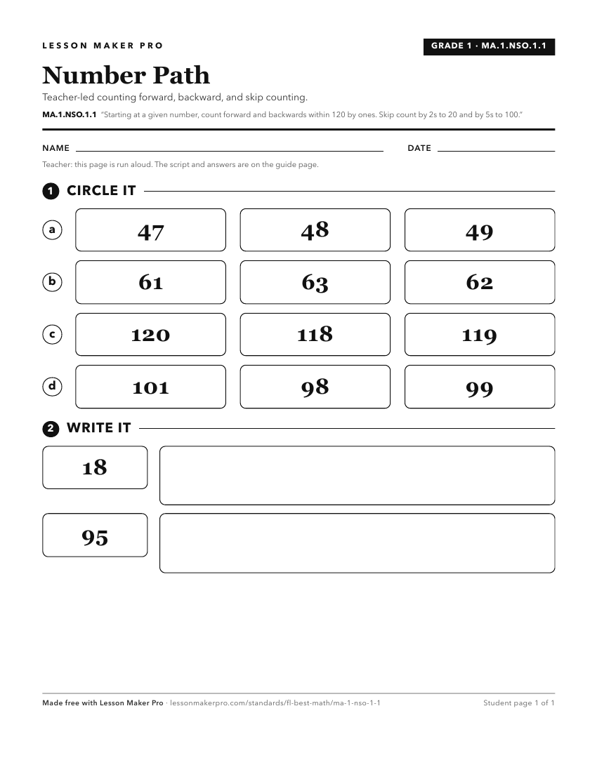 Preview of the MA.1.NSO.1.1 printable worksheet