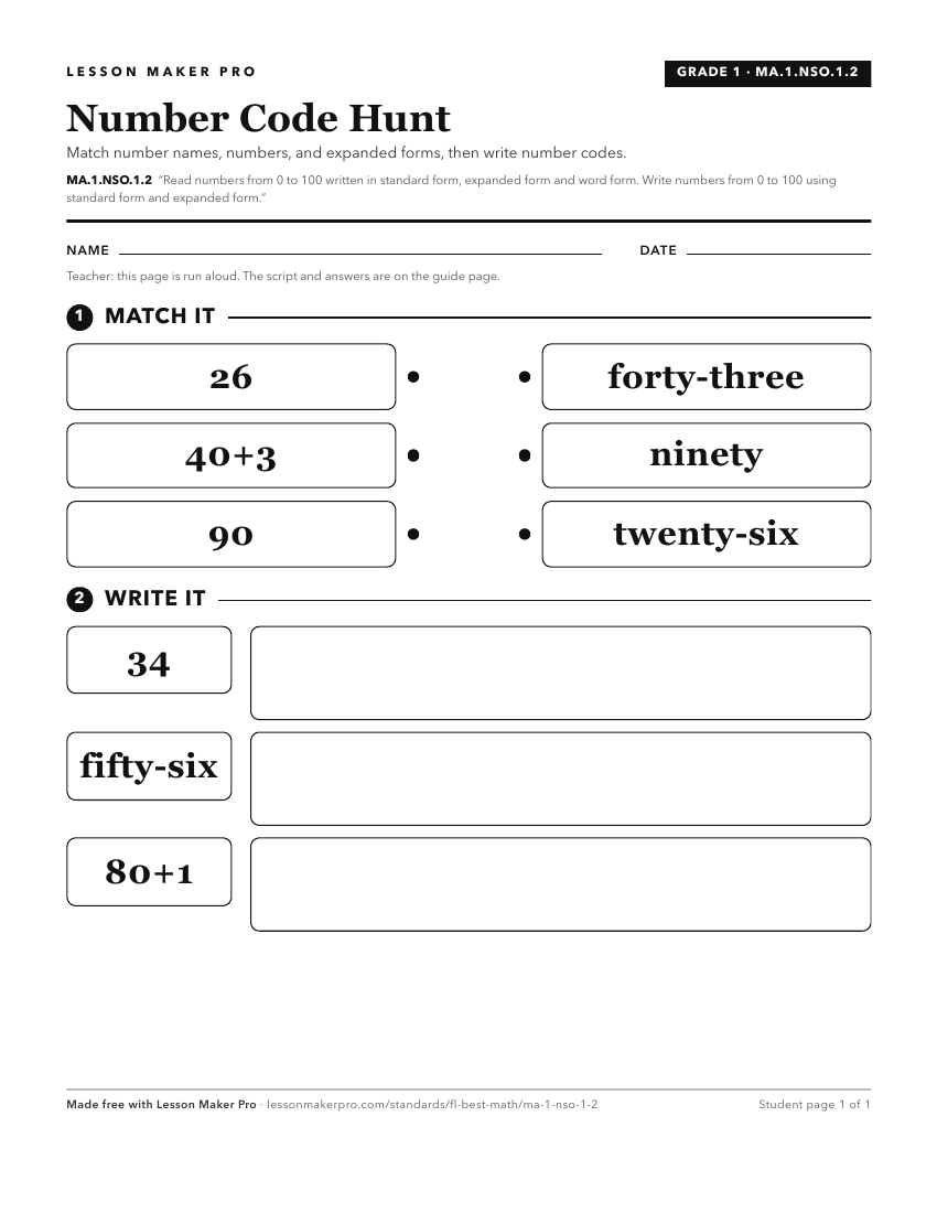 Preview of the MA.1.NSO.1.2 printable worksheet