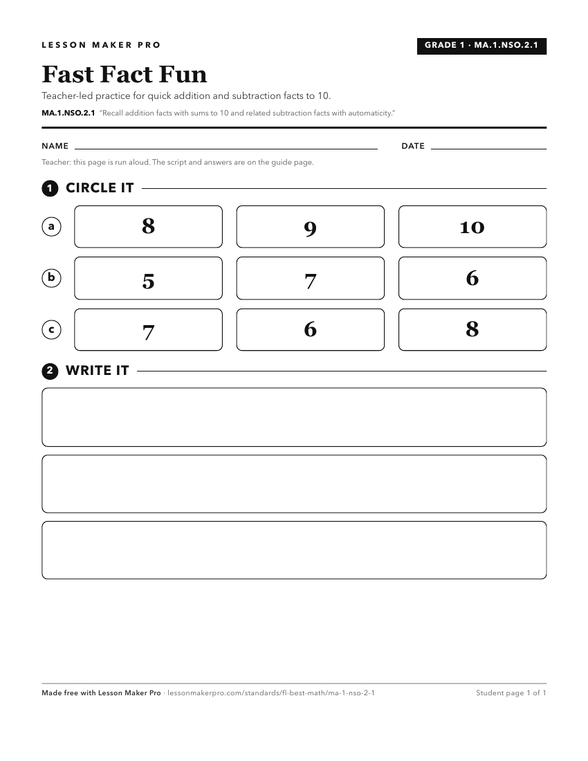 Preview of the MA.1.NSO.2.1 printable worksheet