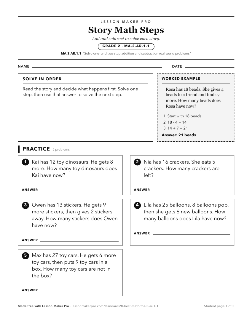 Preview of the MA.2.AR.1.1 printable worksheet