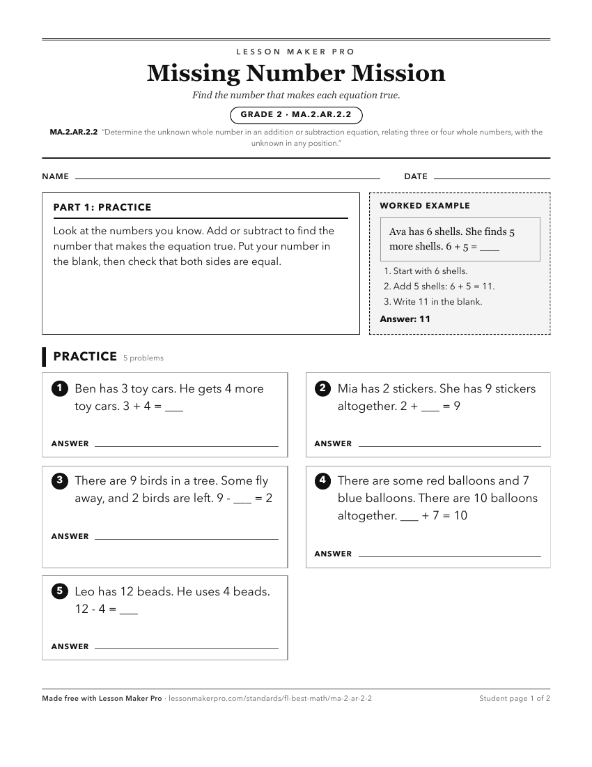 Preview of the MA.2.AR.2.2 printable worksheet