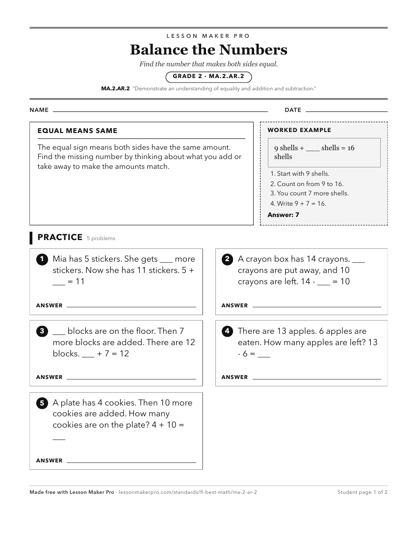 Preview of the MA.2.AR.2 printable worksheet