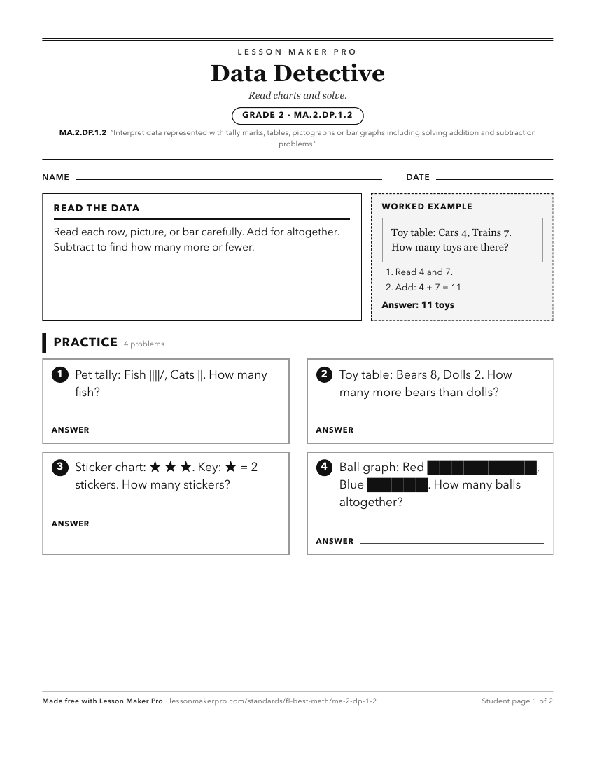Preview of the MA.2.DP.1.2 printable worksheet