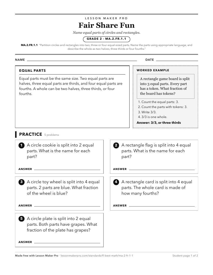 Preview of the MA.2.FR.1.1 printable worksheet