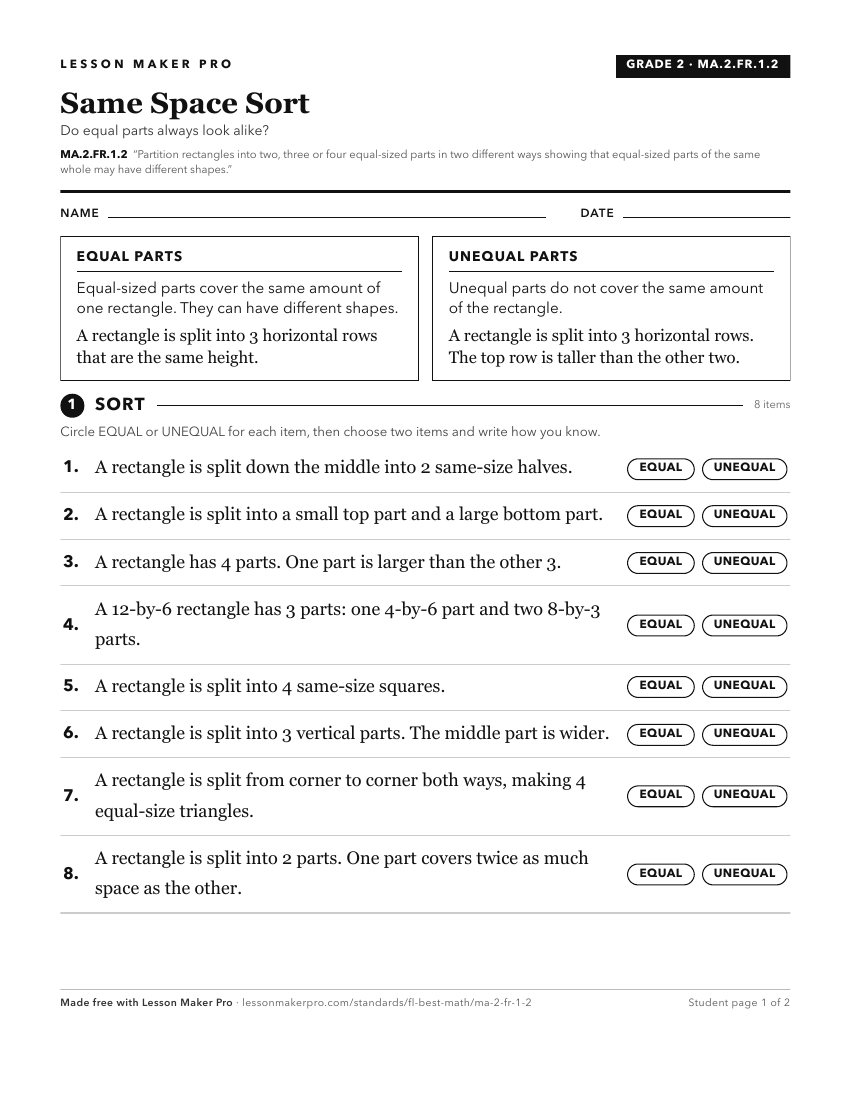 Preview of the MA.2.FR.1.2 printable worksheet