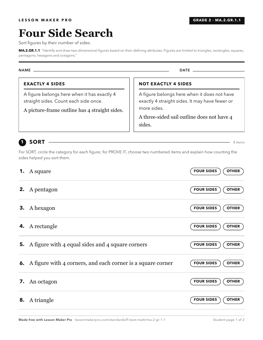 Preview of the MA.2.GR.1.1 printable worksheet