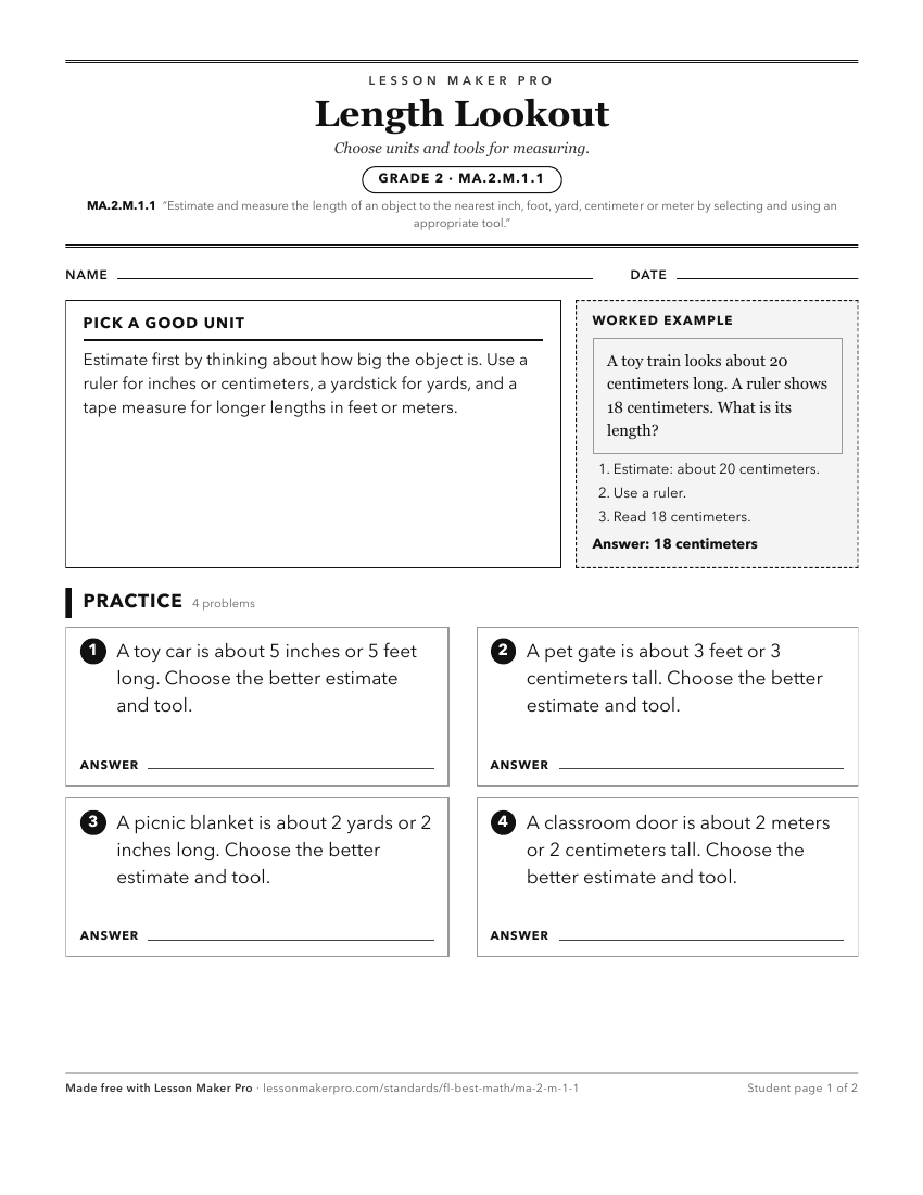 Preview of the MA.2.M.1.1 printable worksheet