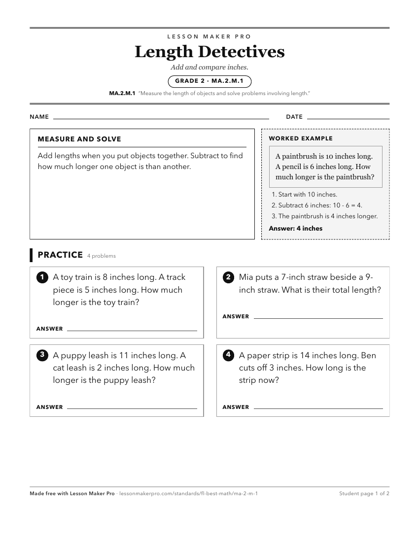 Preview of the MA.2.M.1 printable worksheet