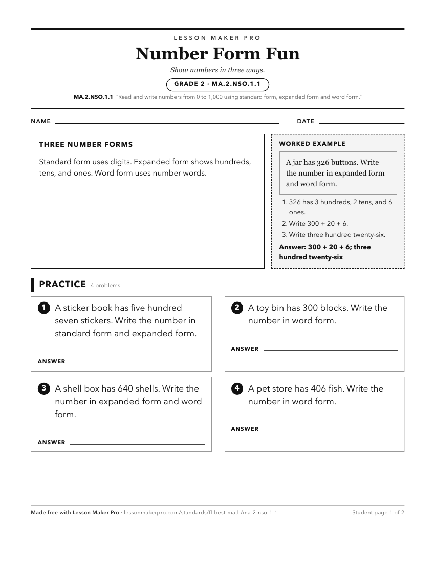 Preview of the MA.2.NSO.1.1 printable worksheet