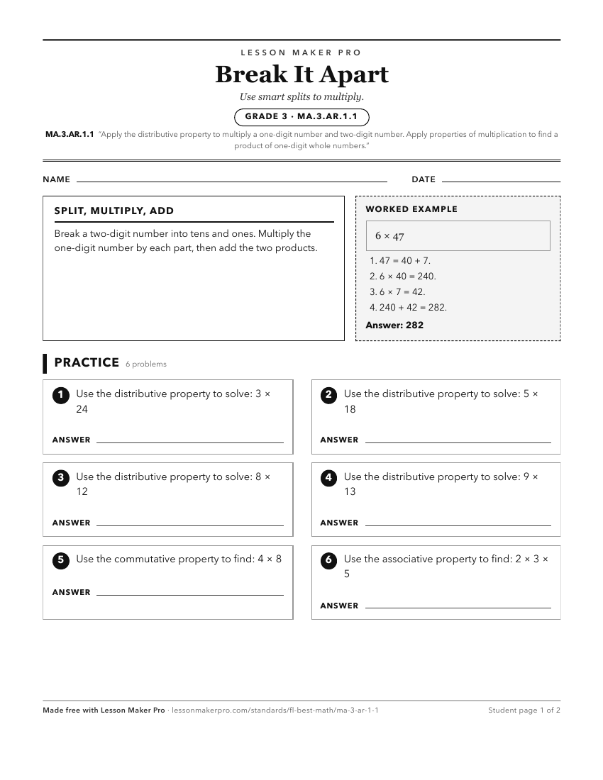Preview of the MA.3.AR.1.1 printable worksheet
