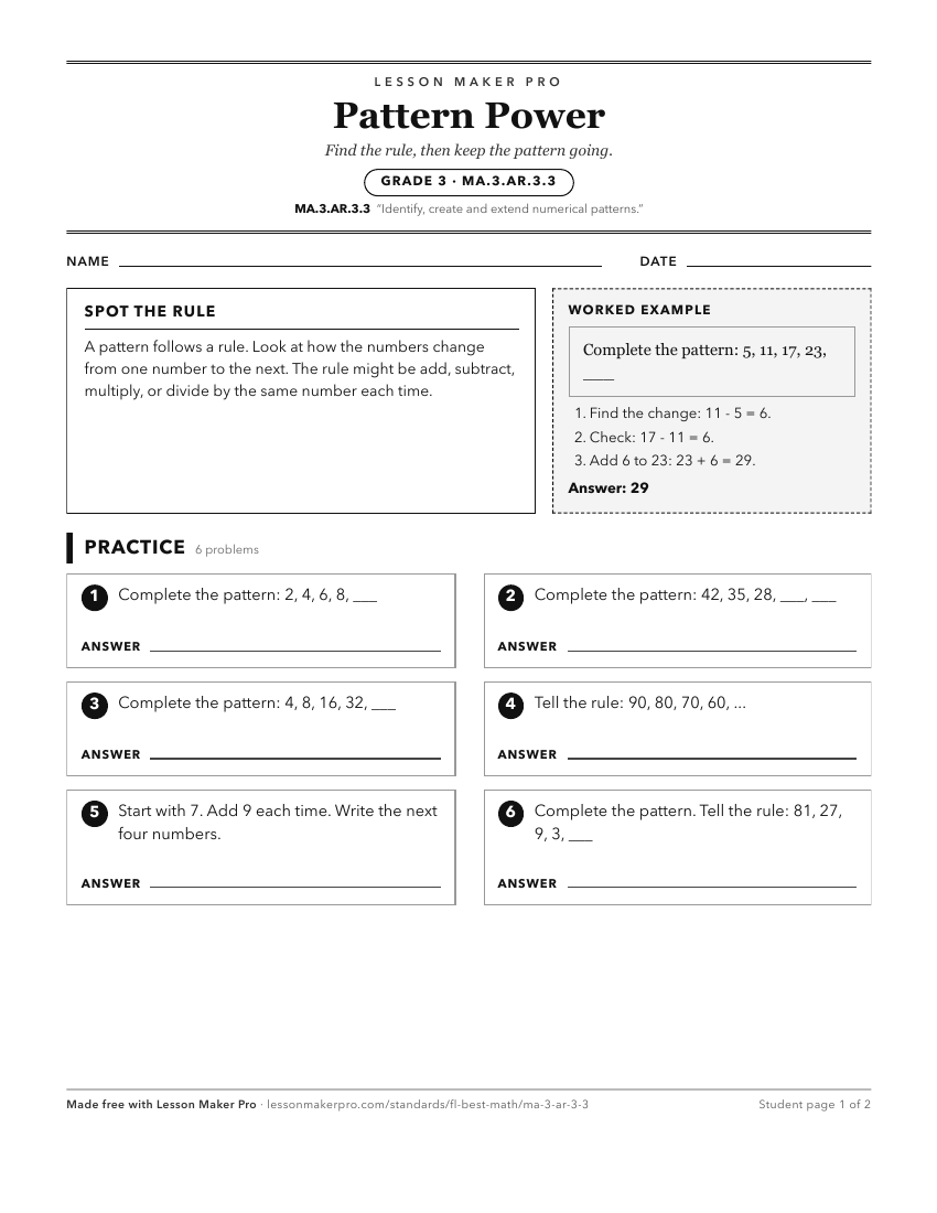 Preview of the MA.3.AR.3.3 printable worksheet