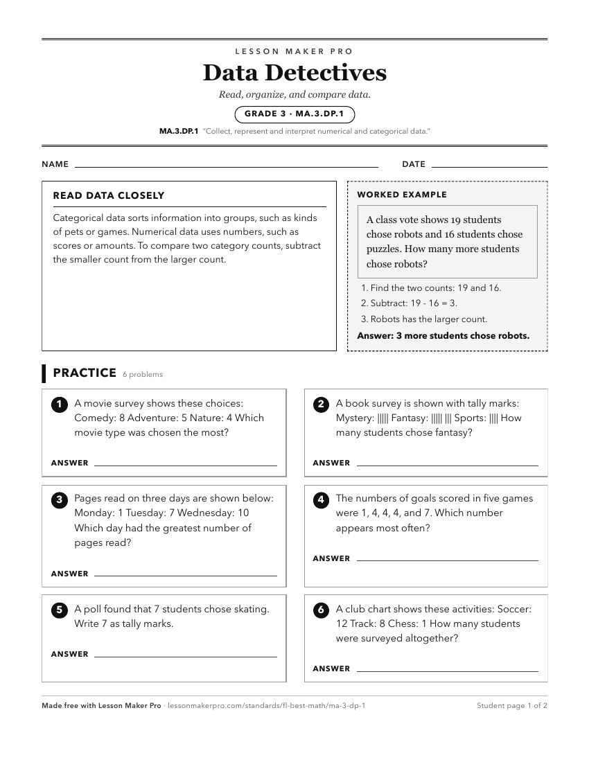 Preview of the MA.3.DP.1 printable worksheet