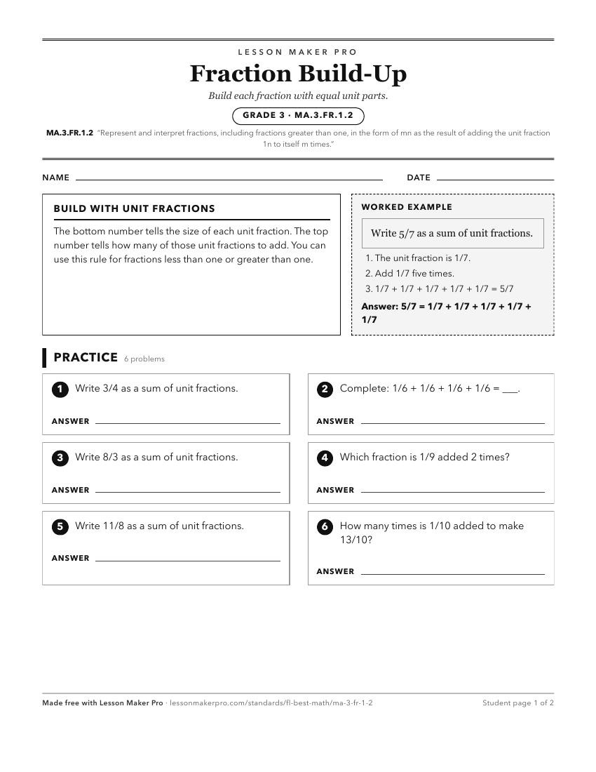 Preview of the MA.3.FR.1.2 printable worksheet