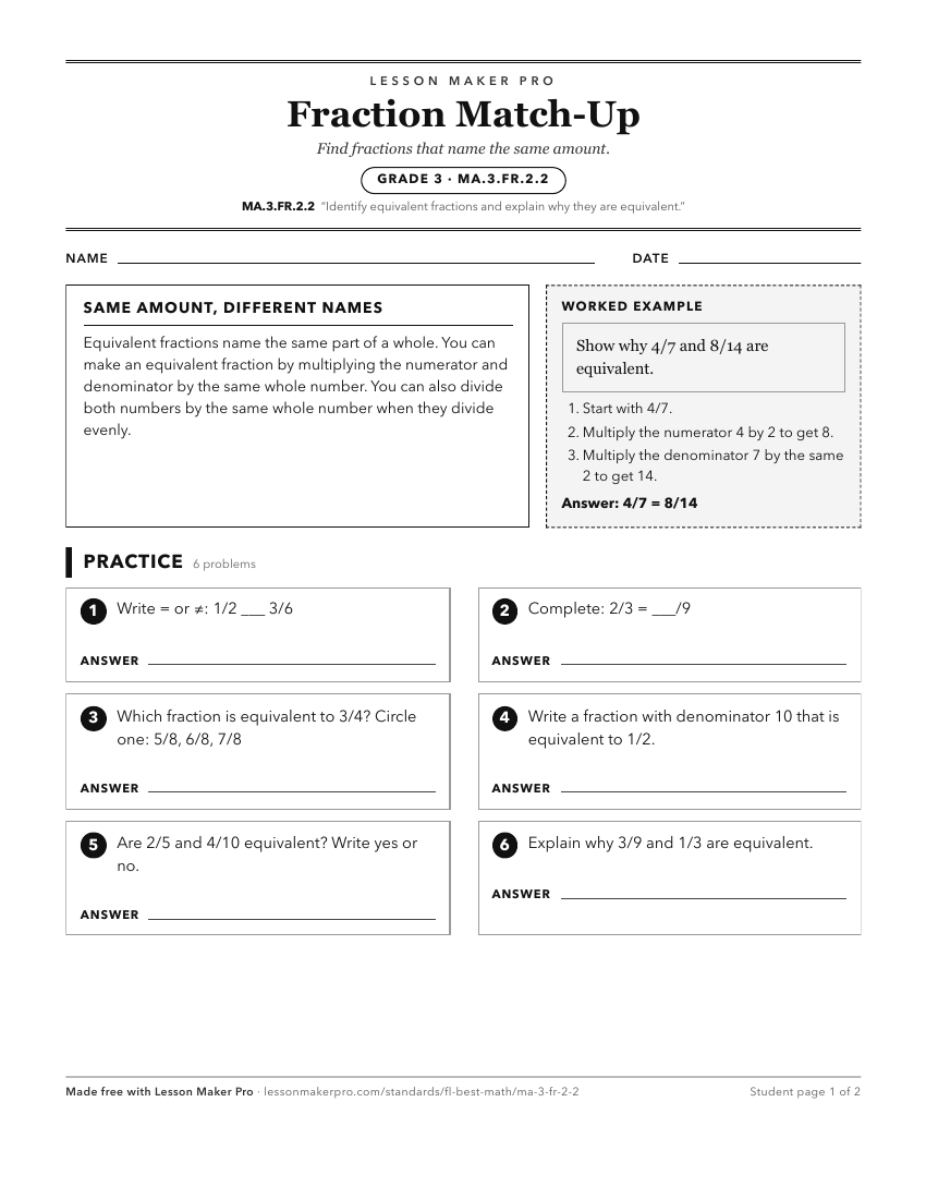 Preview of the MA.3.FR.2.2 printable worksheet