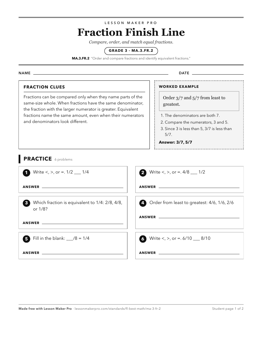 Preview of the MA.3.FR.2 printable worksheet