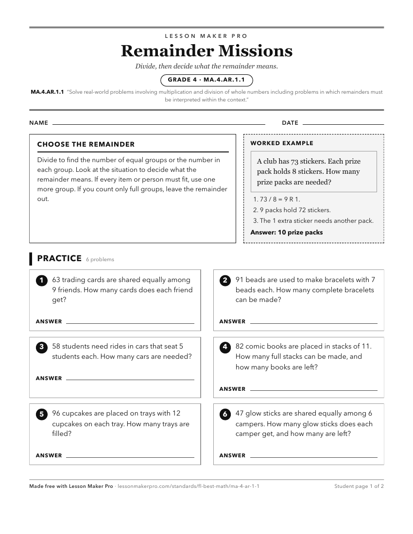 Preview of the MA.4.AR.1.1 printable worksheet