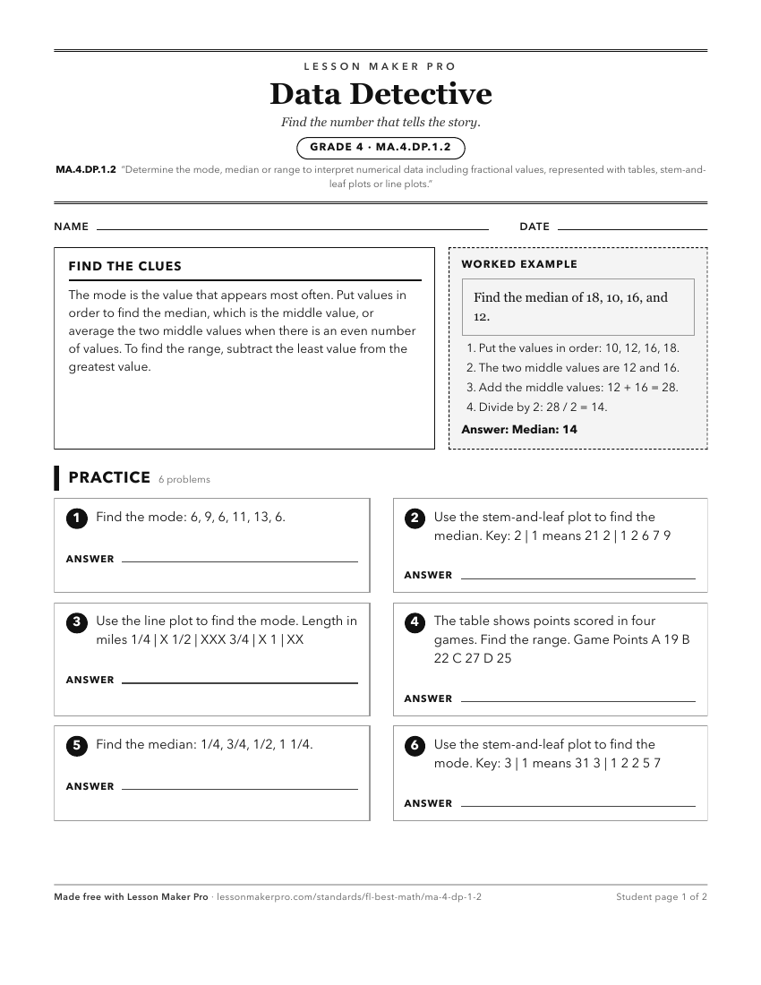 Preview of the MA.4.DP.1.2 printable worksheet