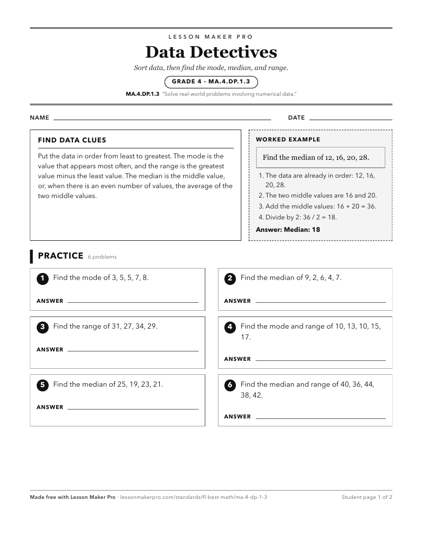 Preview of the MA.4.DP.1.3 printable worksheet