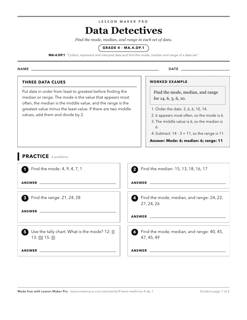 Preview of the MA.4.DP.1 printable worksheet