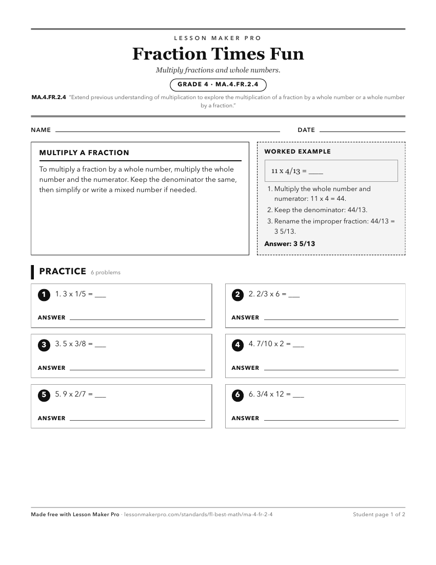 Preview of the MA.4.FR.2.4 printable worksheet