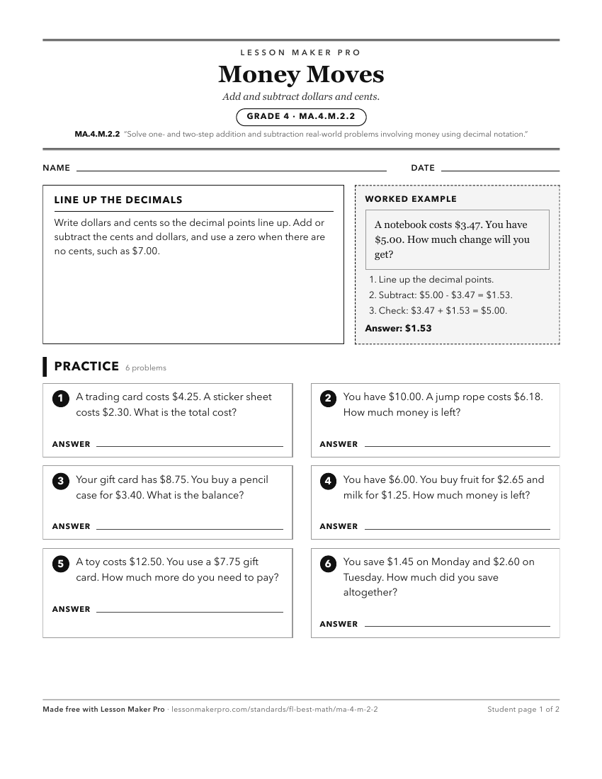 Preview of the MA.4.M.2.2 printable worksheet