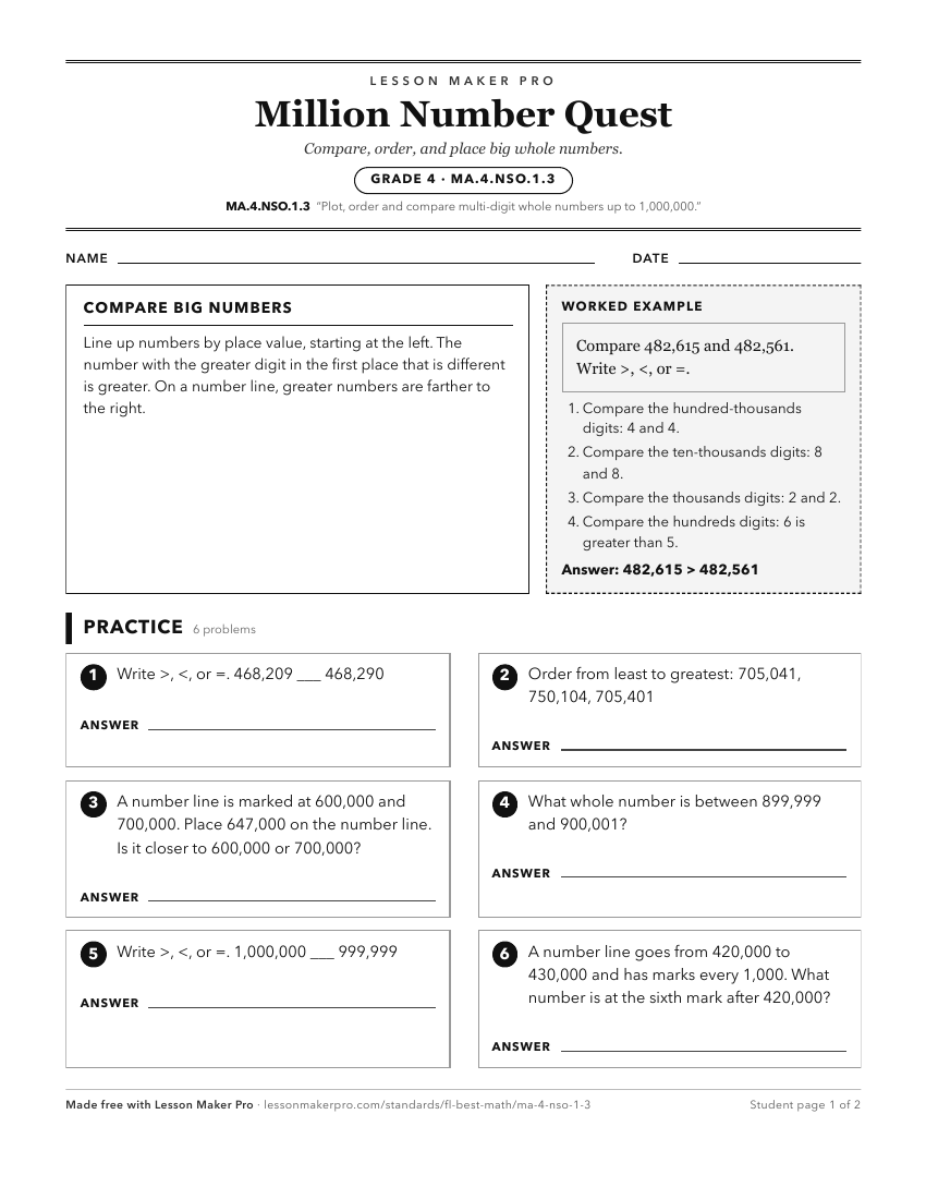 Preview of the MA.4.NSO.1.3 printable worksheet