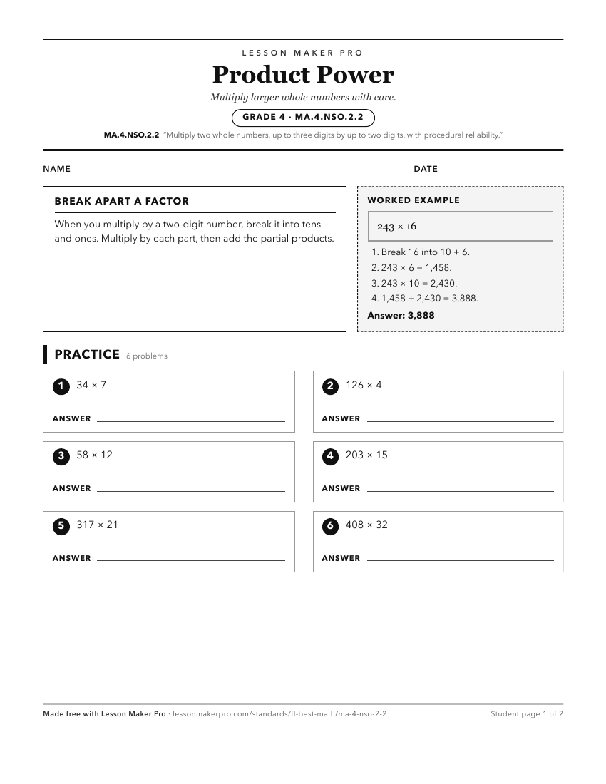 Preview of the MA.4.NSO.2.2 printable worksheet