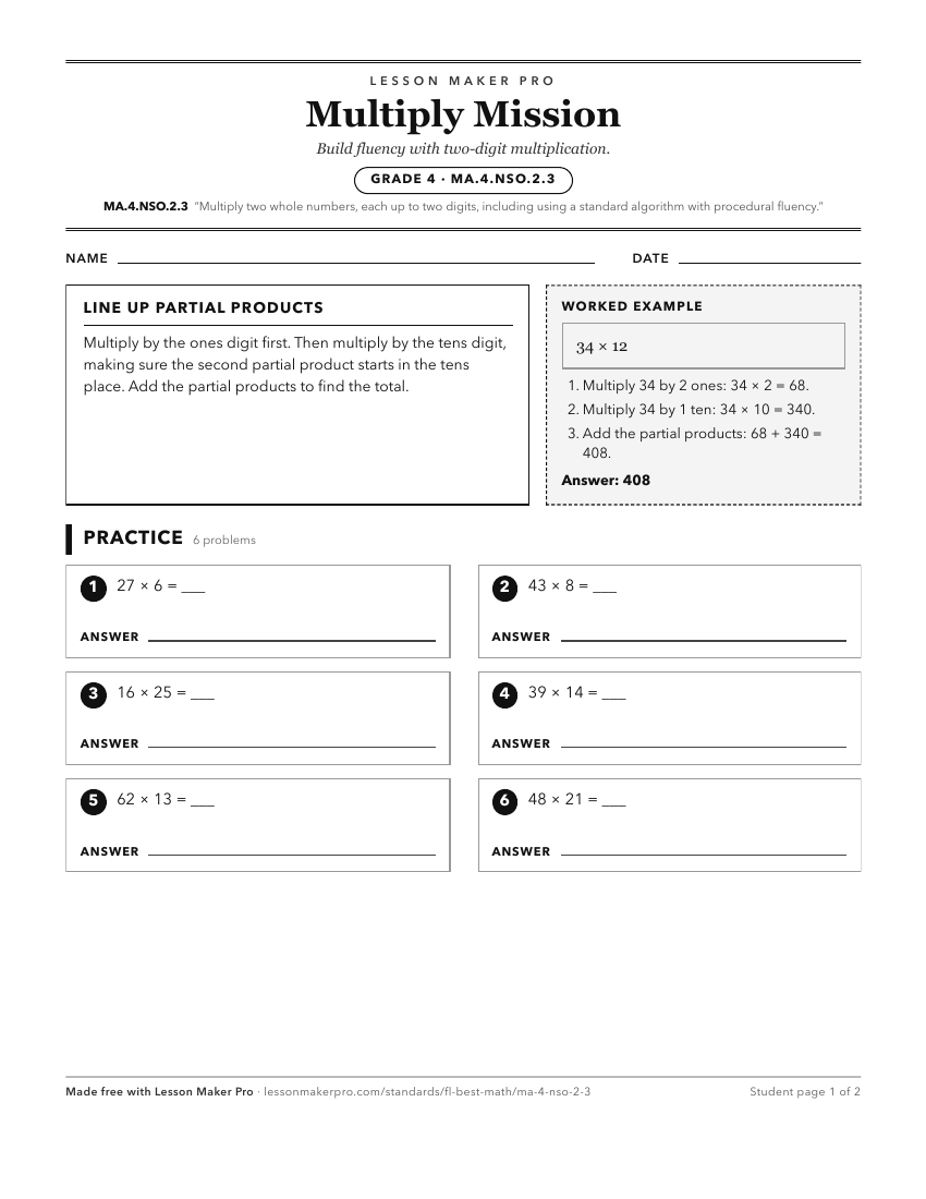 Preview of the MA.4.NSO.2.3 printable worksheet