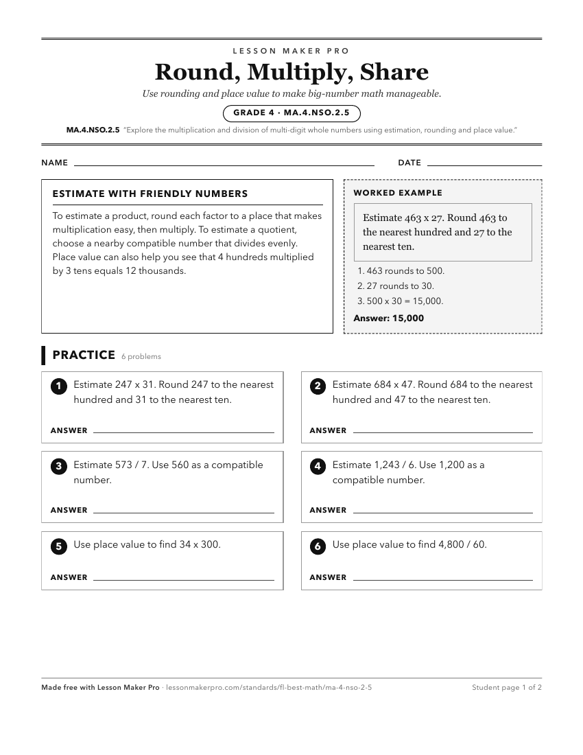 Preview of the MA.4.NSO.2.5 printable worksheet