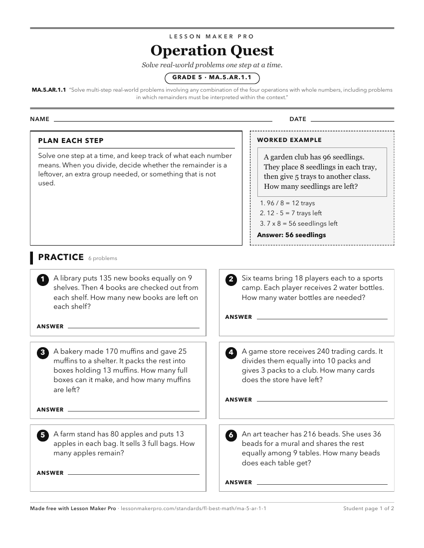 Preview of the MA.5.AR.1.1 printable worksheet