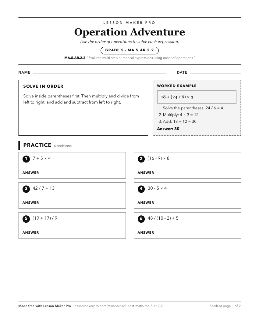 Preview of the MA.5.AR.2.2 printable worksheet