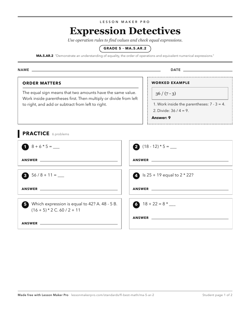 Preview of the MA.5.AR.2 printable worksheet