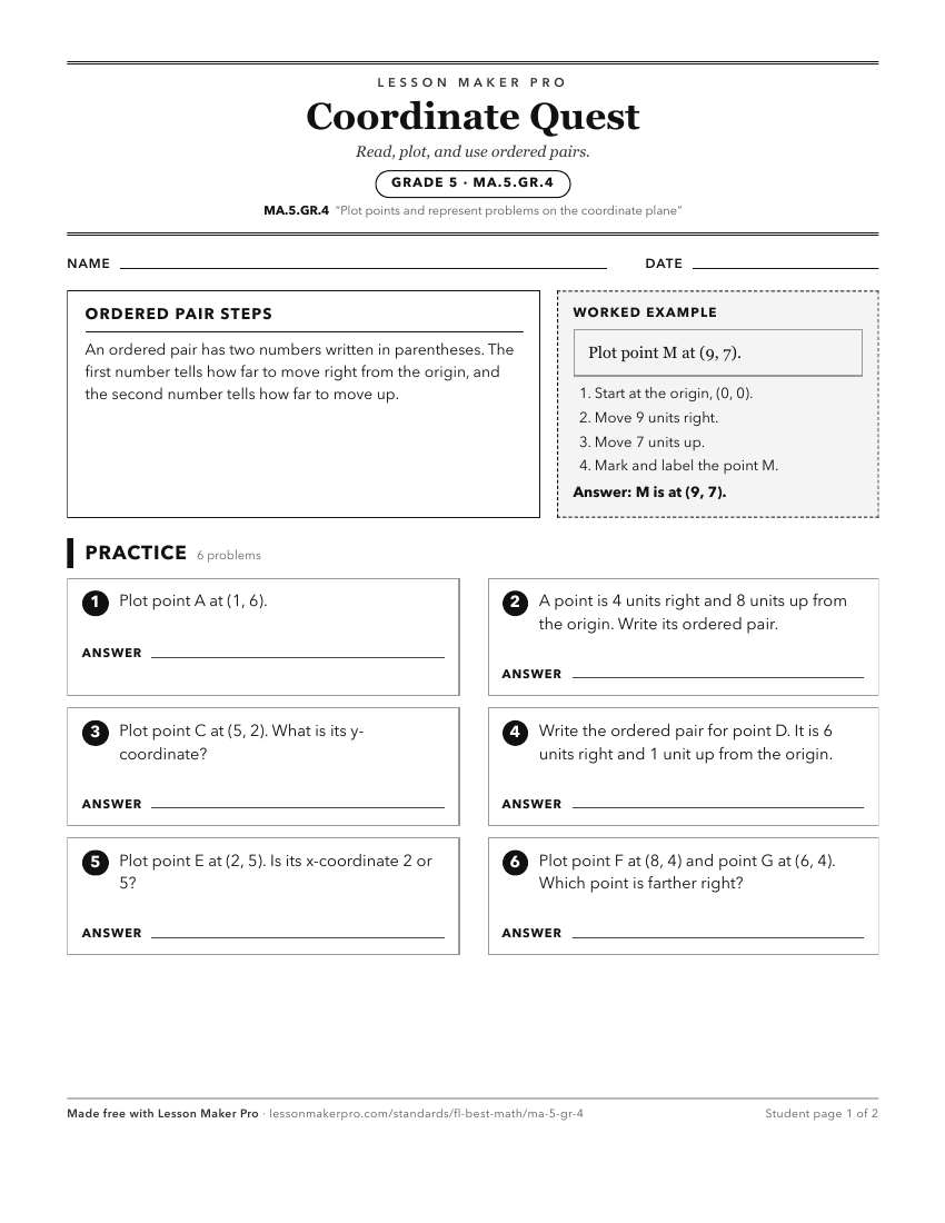 Preview of the MA.5.GR.4 printable worksheet
