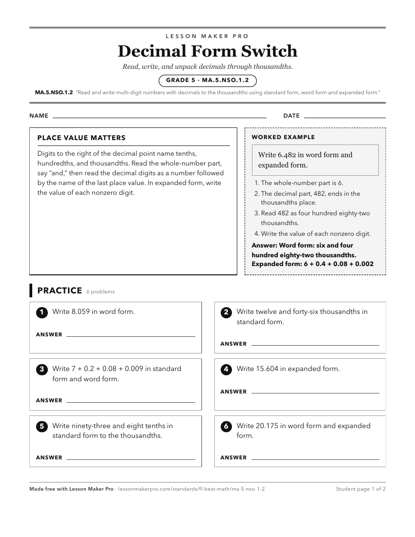 Preview of the MA.5.NSO.1.2 printable worksheet