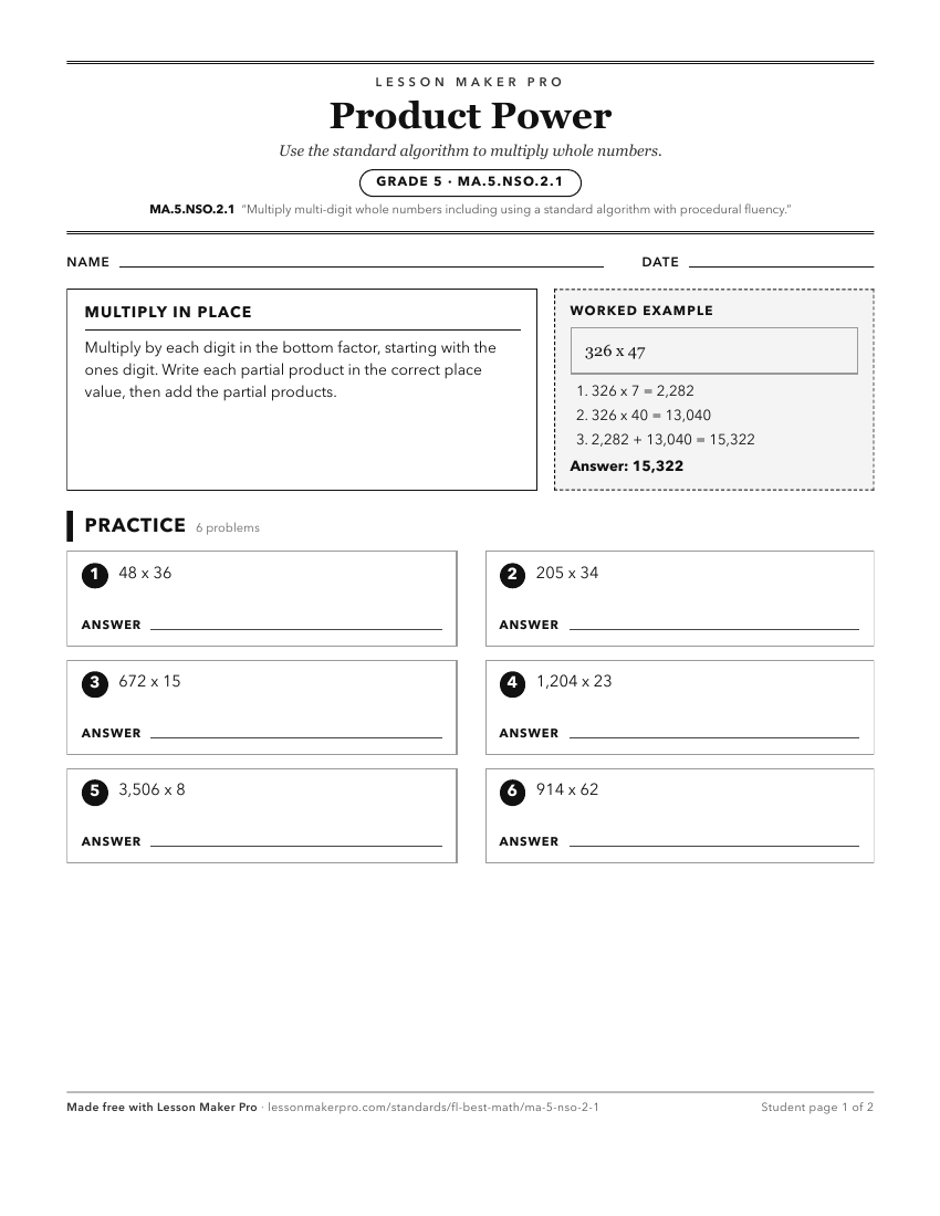 Preview of the MA.5.NSO.2.1 printable worksheet