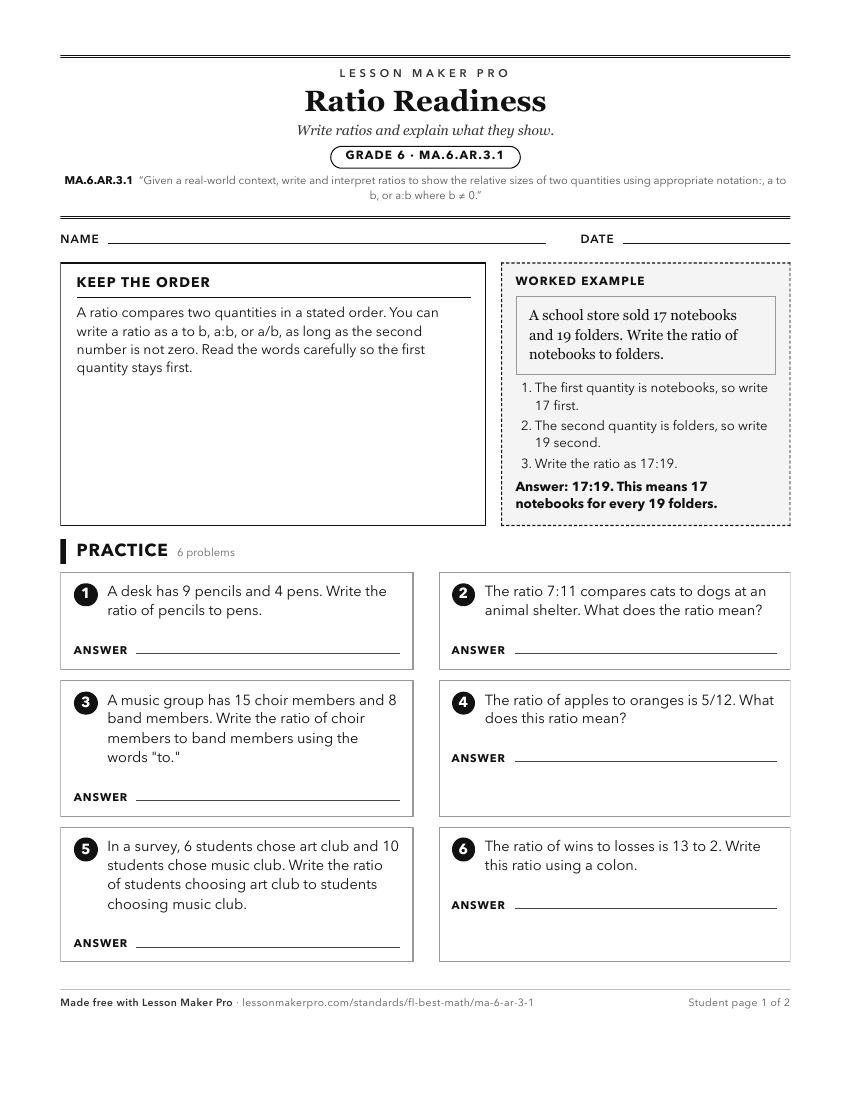 Preview of the MA.6.AR.3.1 printable worksheet