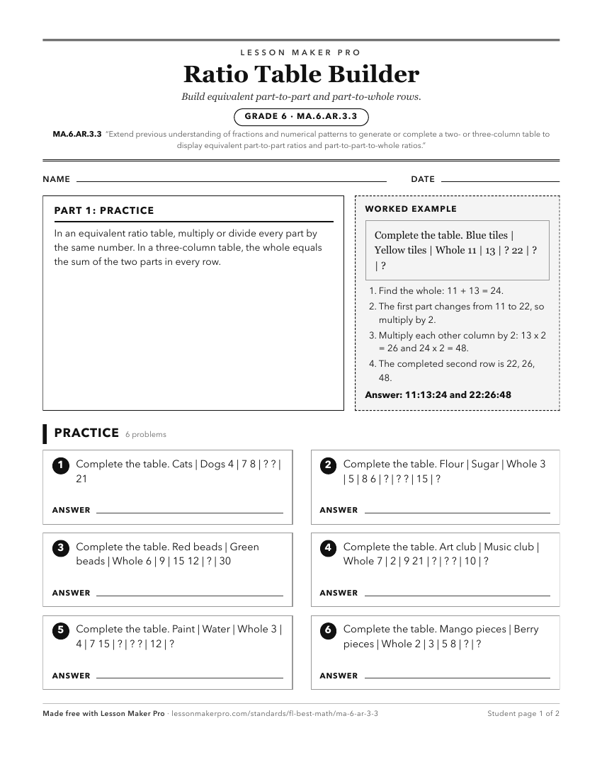 Preview of the MA.6.AR.3.3 printable worksheet