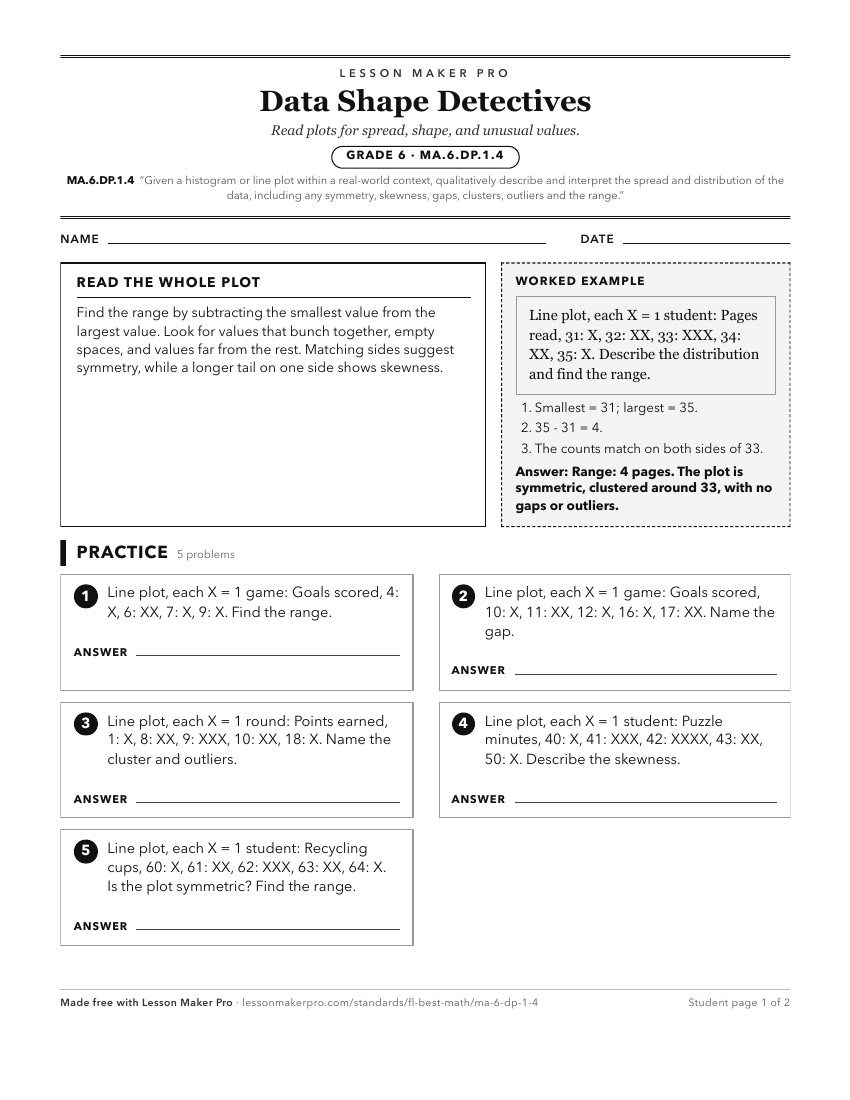 Preview of the MA.6.DP.1.4 printable worksheet