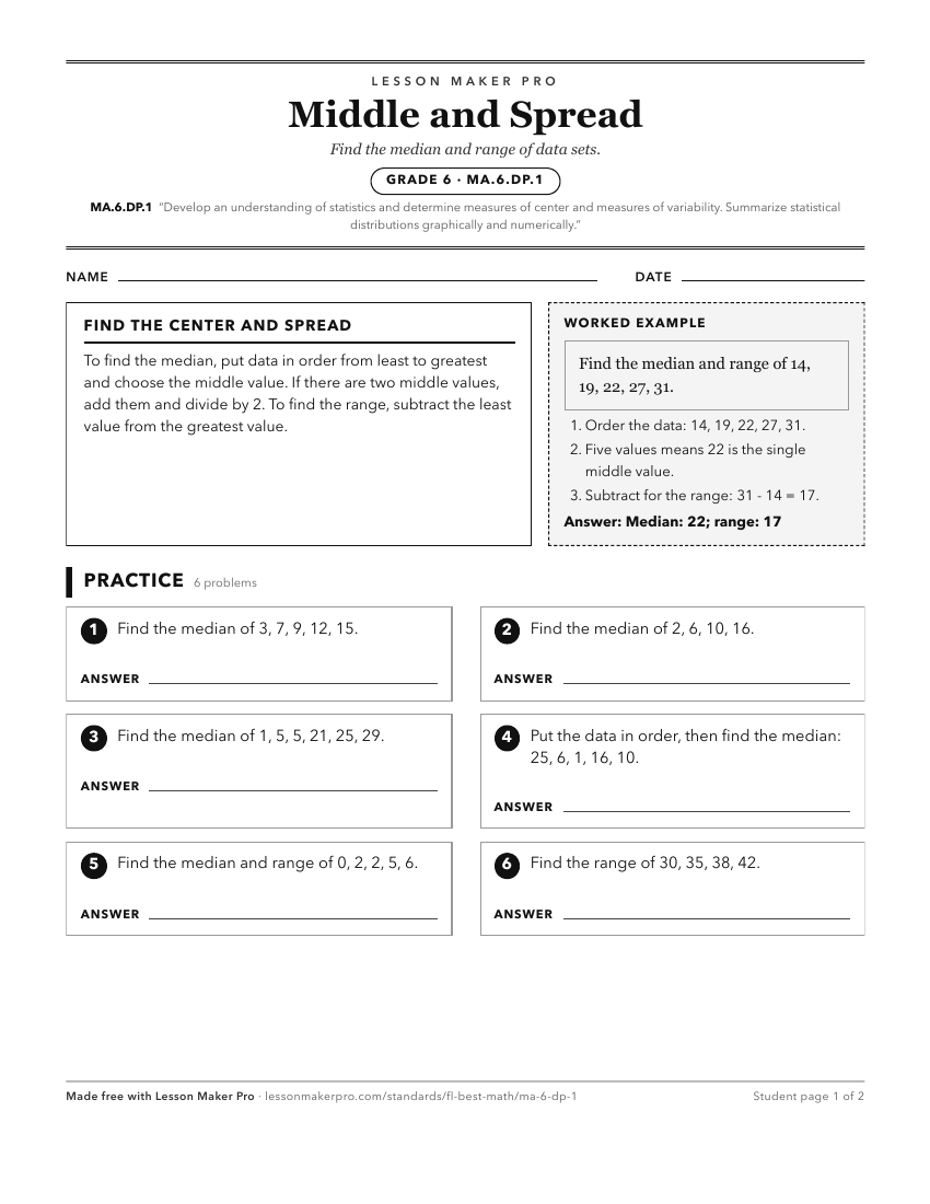 Preview of the MA.6.DP.1 printable worksheet