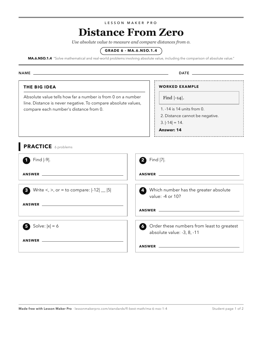 Preview of the MA.6.NSO.1.4 printable worksheet
