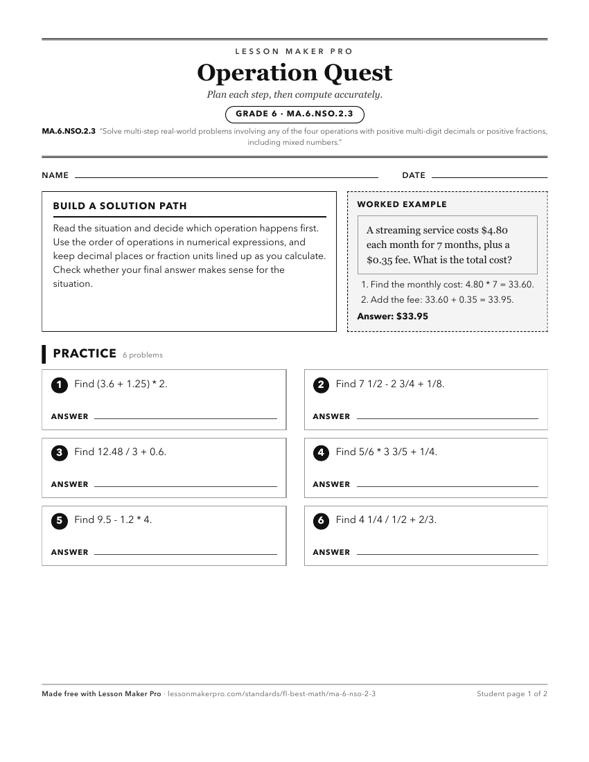 Preview of the MA.6.NSO.2.3 printable worksheet