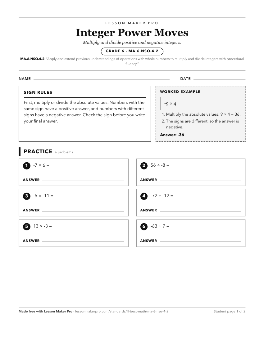Preview of the MA.6.NSO.4.2 printable worksheet