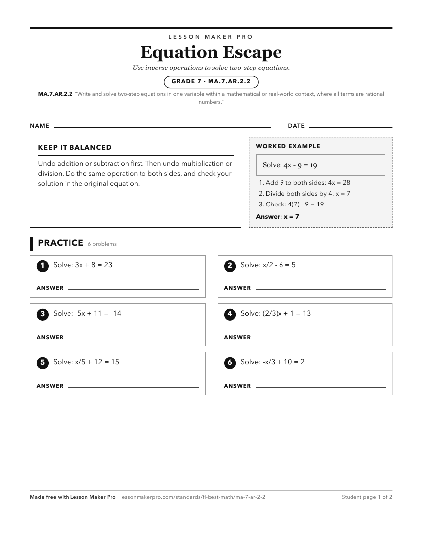Preview of the MA.7.AR.2.2 printable worksheet