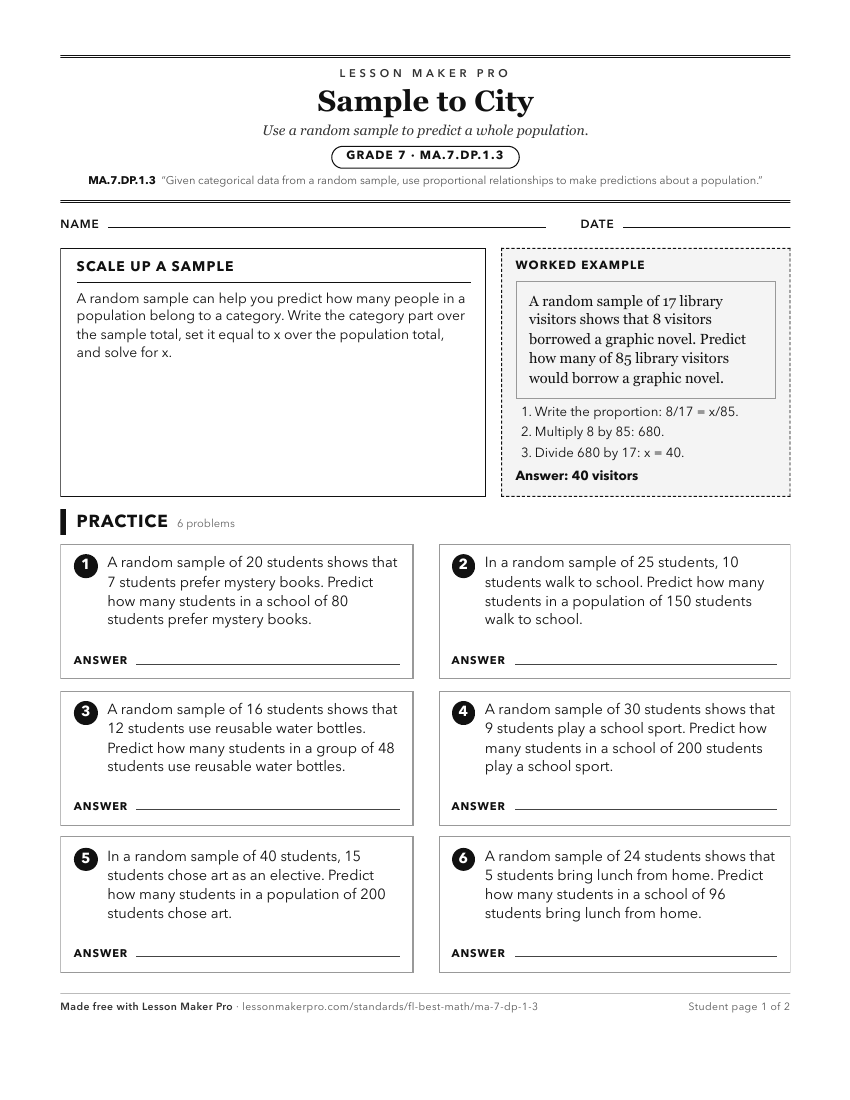 Preview of the MA.7.DP.1.3 printable worksheet