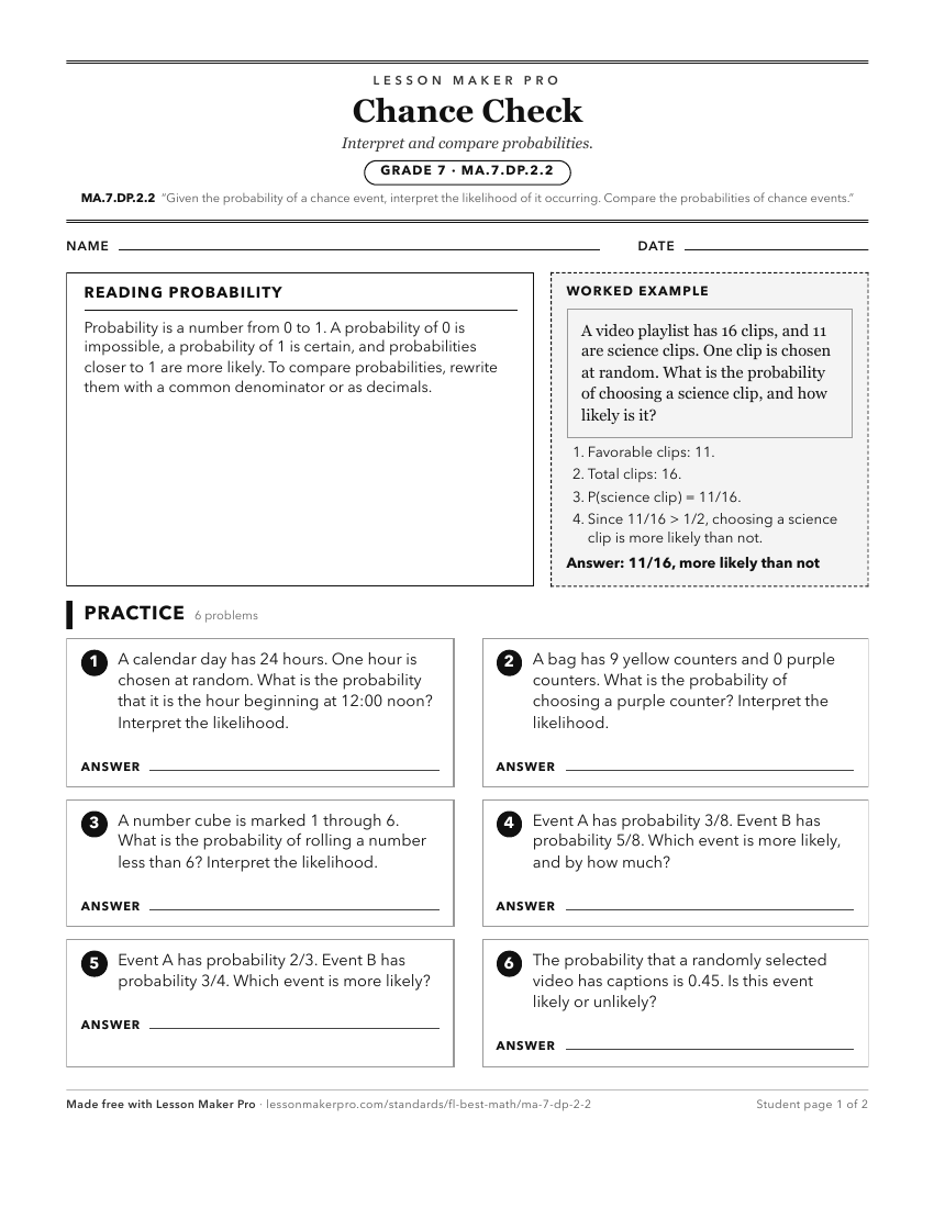 Preview of the MA.7.DP.2.2 printable worksheet