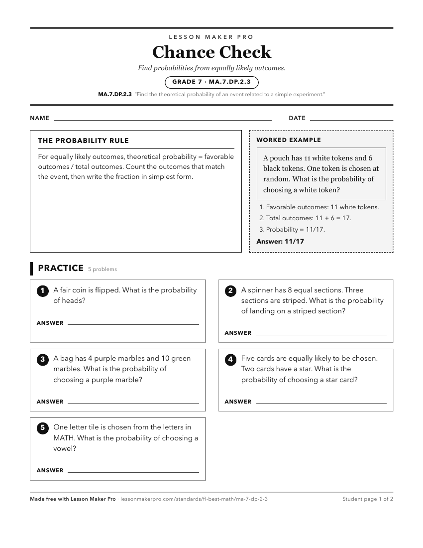 Preview of the MA.7.DP.2.3 printable worksheet
