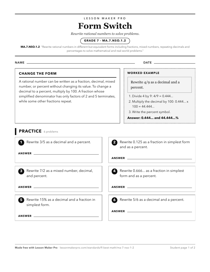 Preview of the MA.7.NSO.1.2 printable worksheet
