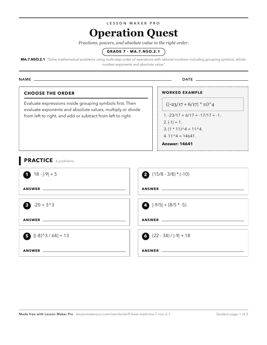 Preview of the MA.7.NSO.2.1 printable worksheet
